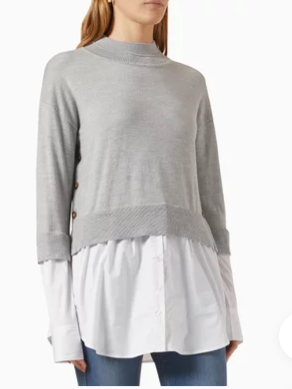 Veronica Beard Ravi Light Gray mixed media Sweater - size M